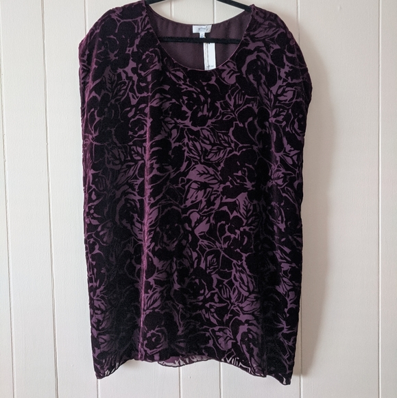 Wilfred Cranberry Velvet Floral Bouchette Dress NWT XS - Picture 2 of 8